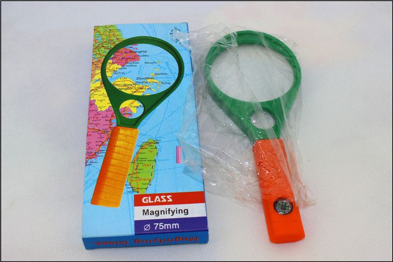 50mm dual-beam magnifying glass compass glass lens handheld magnifying glass, magnifying glass for the elderly details Picture