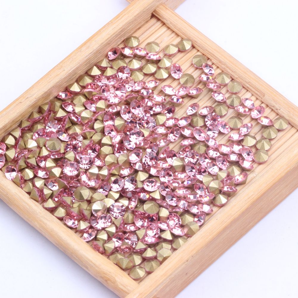 浅粉闪钻水晶玻璃尖底钻 ss2 1.1mm 1440颗 14切面饰品配件产品图