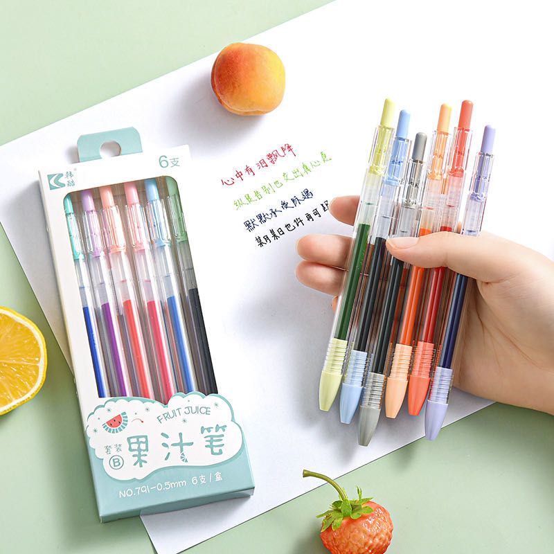 Hanku 791 Colorful Juice Pen Student Journal Drawing Colorful Creative Fruit Candy Color Journal Pen Set details Picture