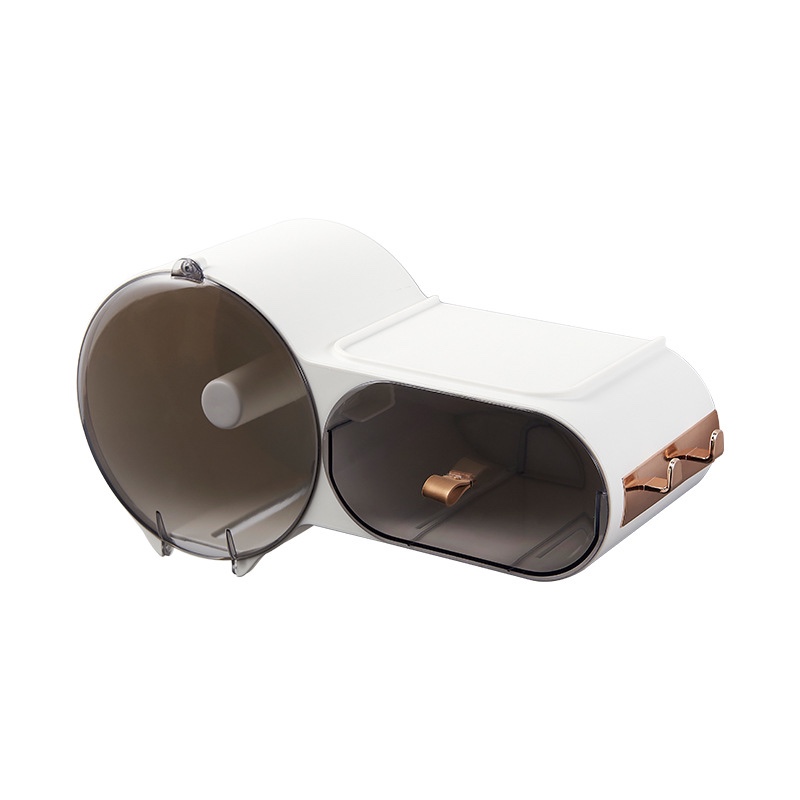 洗脸巾收纳盒壁挂式浴室卫生间带盖防尘一次性擦脸毛巾盒化妆品架白底实物图