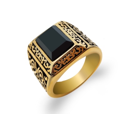 Stainless steel rings, black stone rings, cast gold rings, Korean-style stainless steel rings for men and women detail image 1