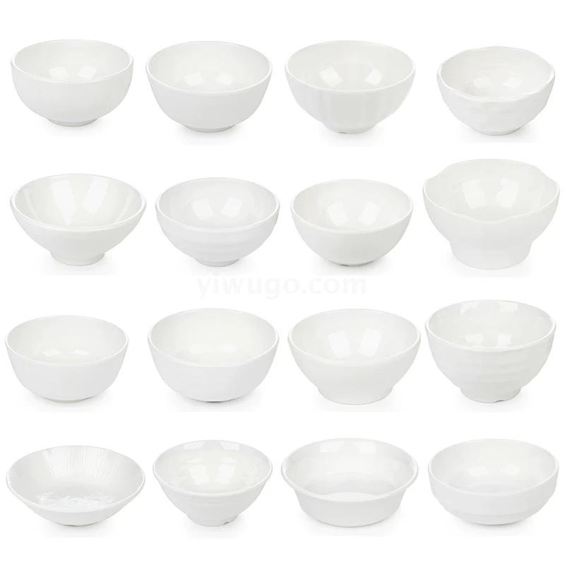 A5密胺餐具白色小碗深盘100%美耐皿长方盘仿瓷汤碗沙拉碗详情图3