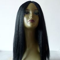 Monochrome black Halloween witch wig long straight wig bang-free