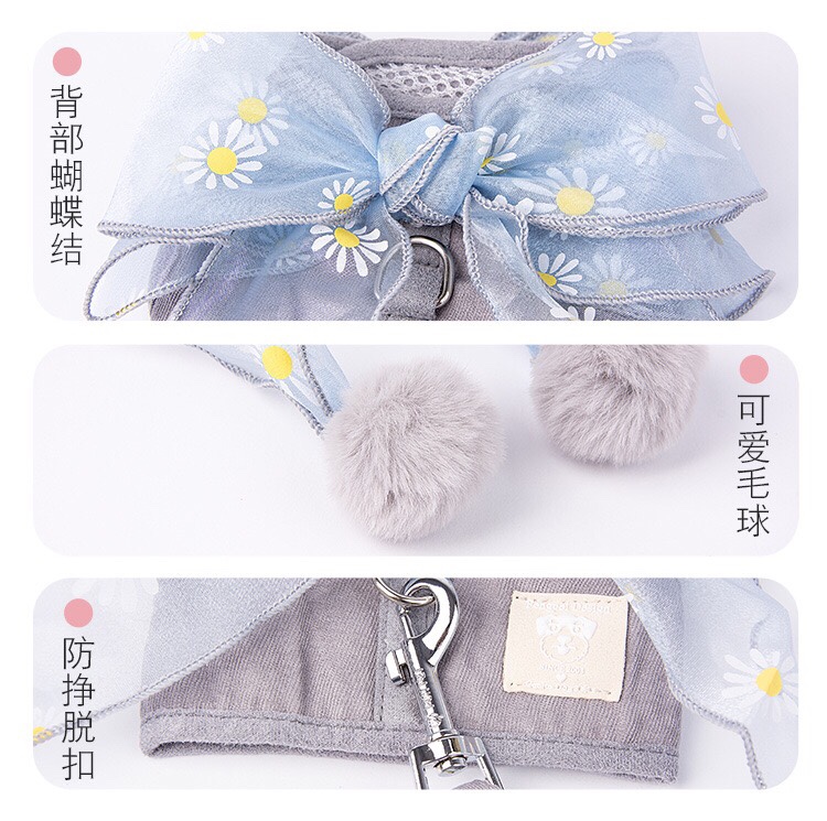 仙女蝴蝶结宠物胸背带 一款两用宠物衣服宠物牵引绳详情图6