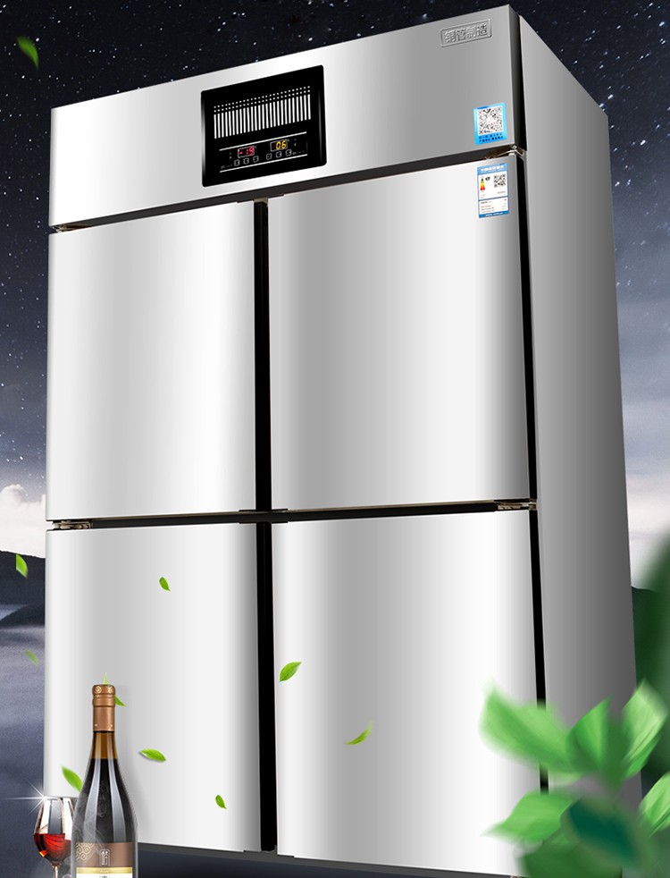 Single-temperature vertical commercial freezer, refrigeration and freezing workbench, stainless steel kitchen, dual-temperature four-door refrigerator, concealed pipe/copper pipe detail image 3