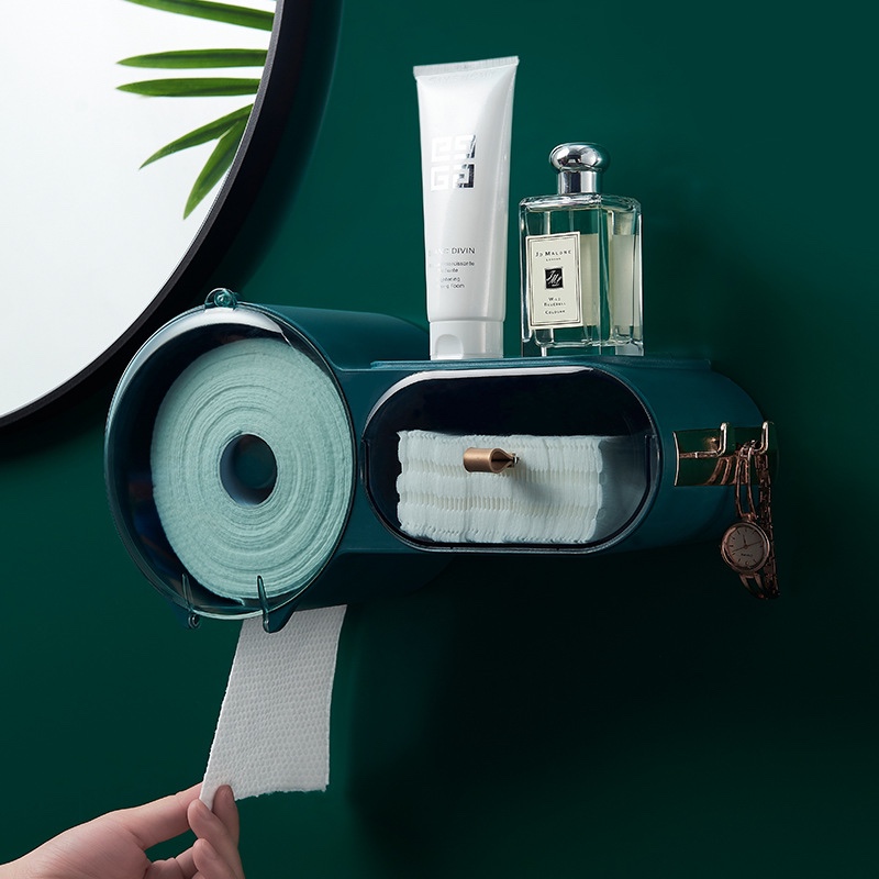 洗脸巾收纳盒壁挂式浴室卫生间带盖防尘一次性擦脸毛巾盒化妆品架产品图