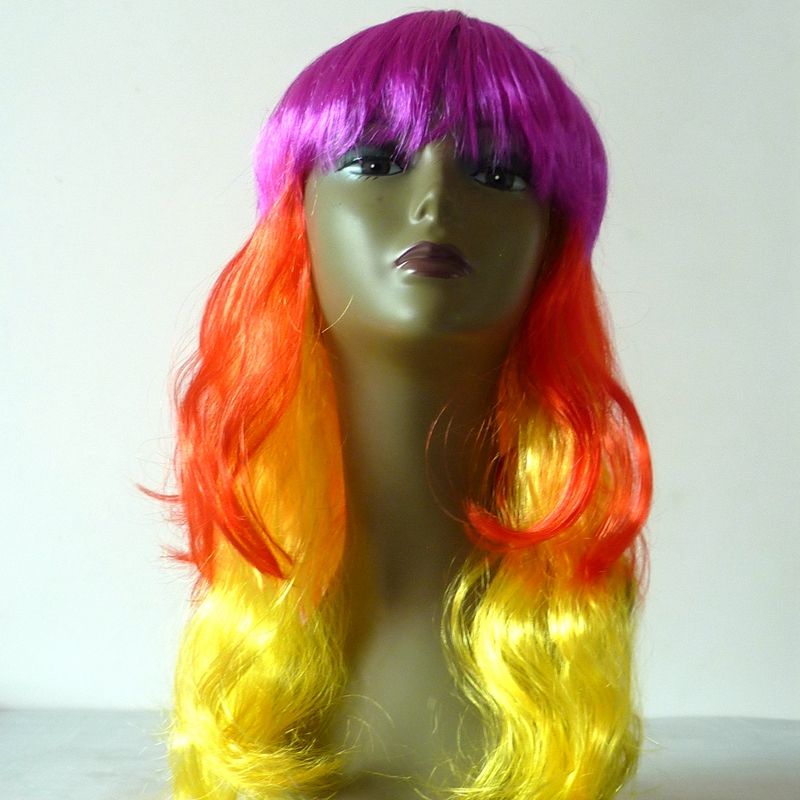 Qianfang Festival wigs and hats for export can be customized. Colors: three-color large curly wavy wigs, long curly hair 4333