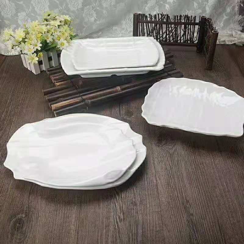 Melamine cutlery white irregular disk leaf plate creative plate 100% nai nei copy porcelain
