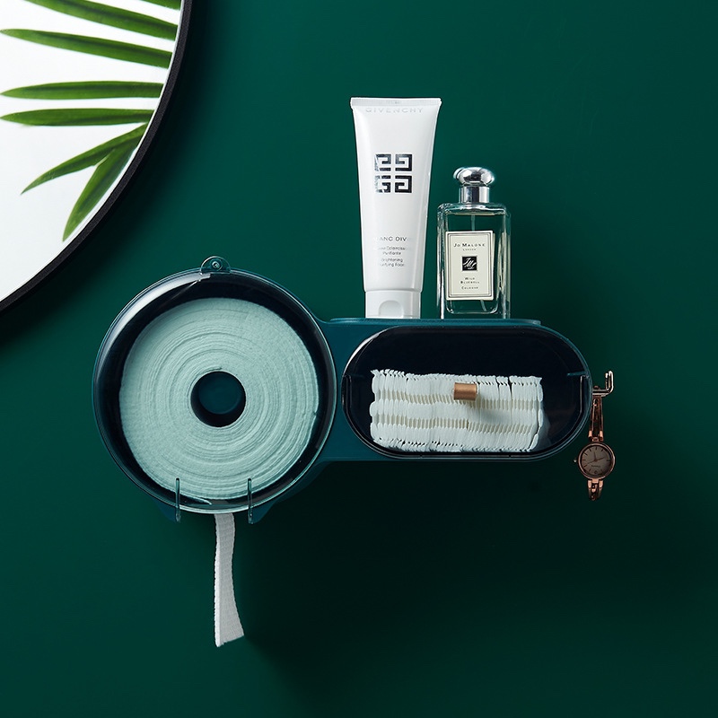 洗脸巾收纳盒壁挂式浴室卫生间带盖防尘一次性擦脸毛巾盒化妆品架