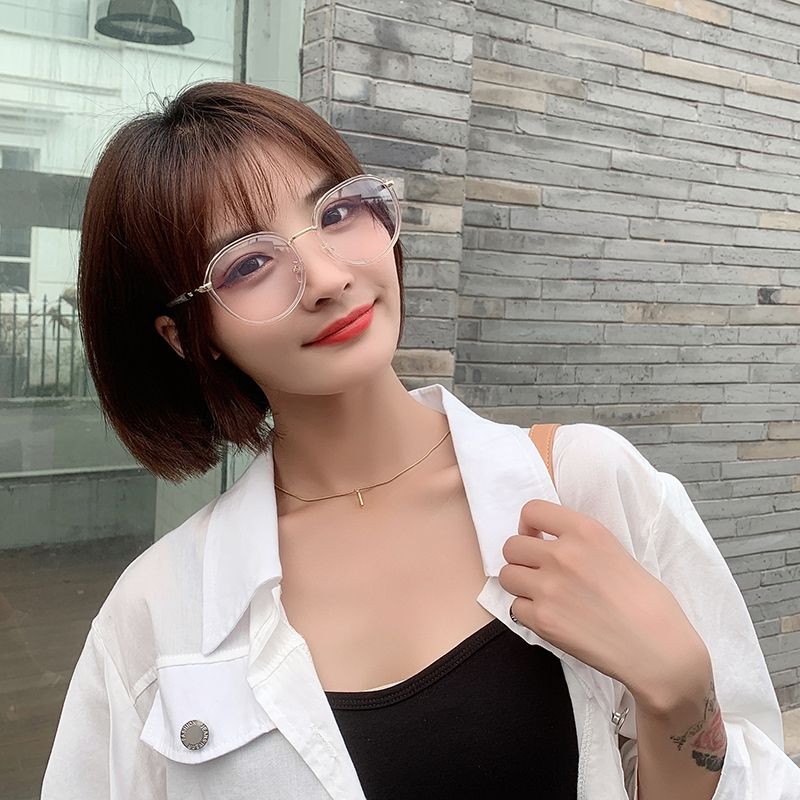 Literary fan ins plain glasses frame small red book grass anti-blue glasses can be matched with myopia
