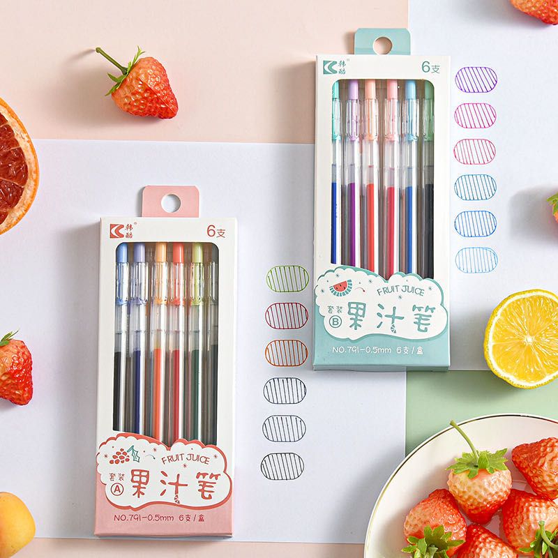 Hanku 791 Colorful Juice Pen Student Journal Drawing Colorful Creative Fruit Candy Color Journal Pen Set