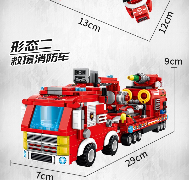 潘洛斯救援消防车机甲35变系列儿童益智拼搭积木详情图5