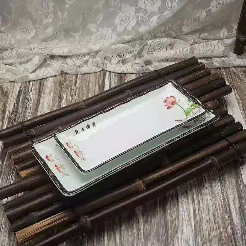 Melamine tableware lotus pond moonlit oblong plate cooking plate sushi plate