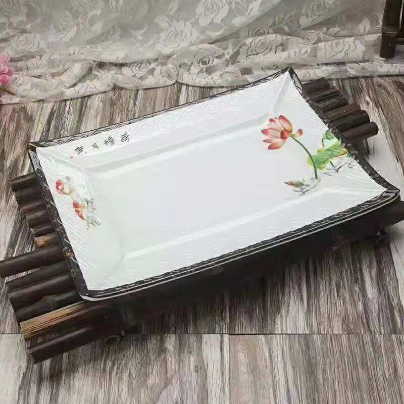 Melamine tableware lotus pond moonlit oblong dish dishes