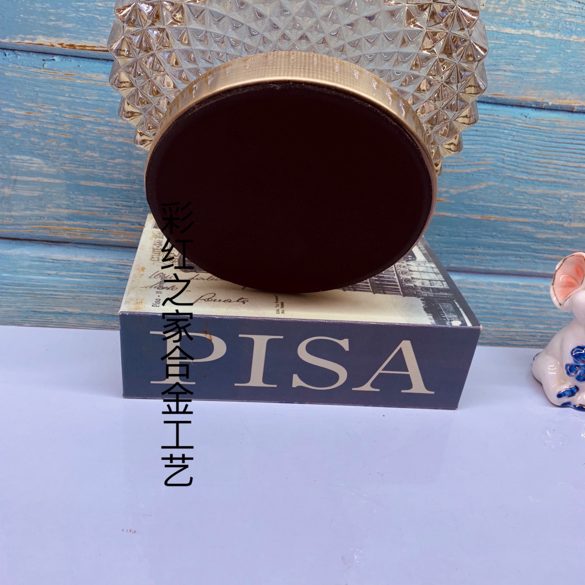 创意水晶玻璃烟灰缸时尚个性礼品大号合金底座烟灰缸客厅欧式烟缸直径20高11cm详情图2