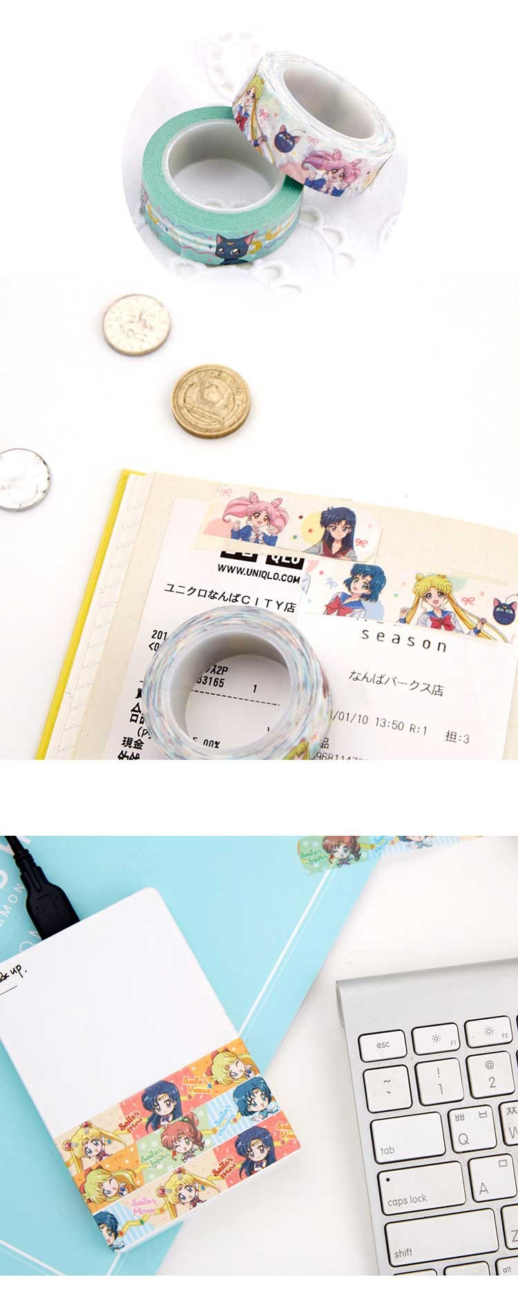 卡通美少女战士和纸胶带 韩国文具手账日记本装饰胶带 8款 10米详情图2