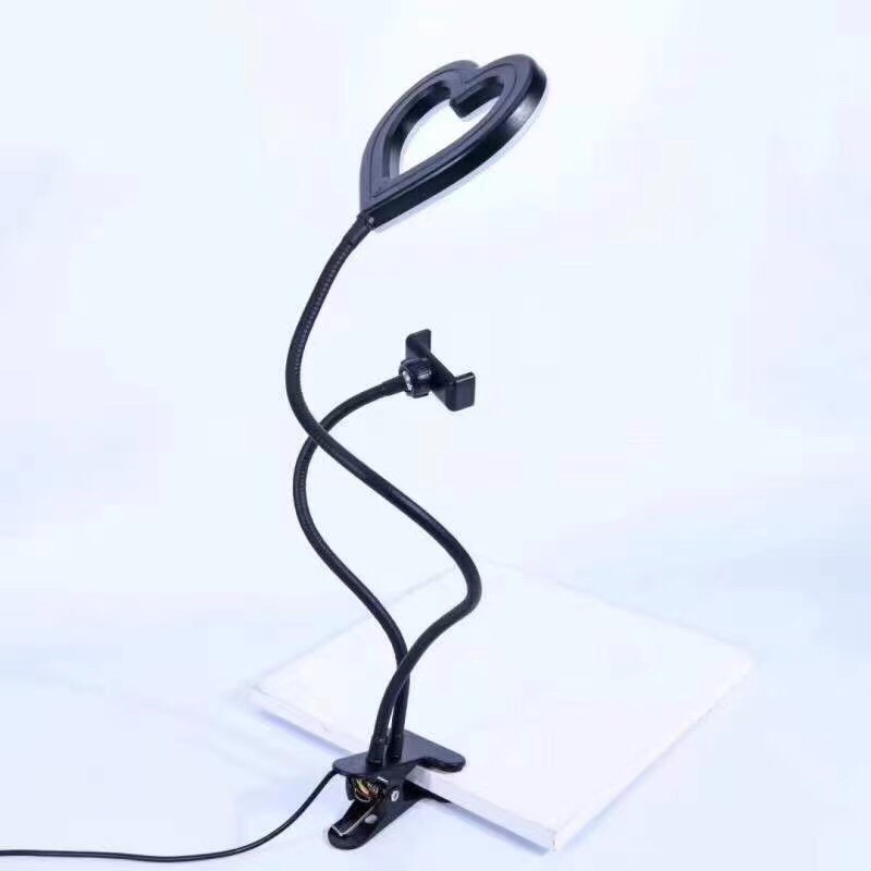 新款6寸16cm桃心形RGB夹子灯 二合一爱心炫彩直播灯详情图6