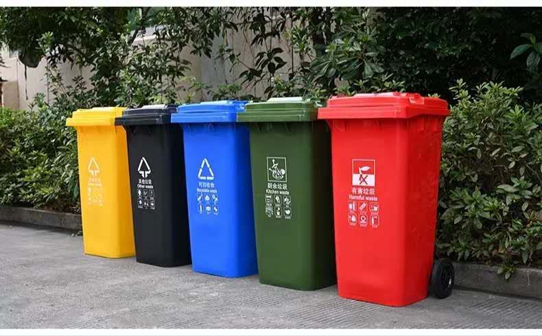 Outdoor Sorting Trash Bin Large Commercial With Cover Outdoor Property Pedal-Type Sanitation Trailer Bucket 240L Kitchen Application Scenario