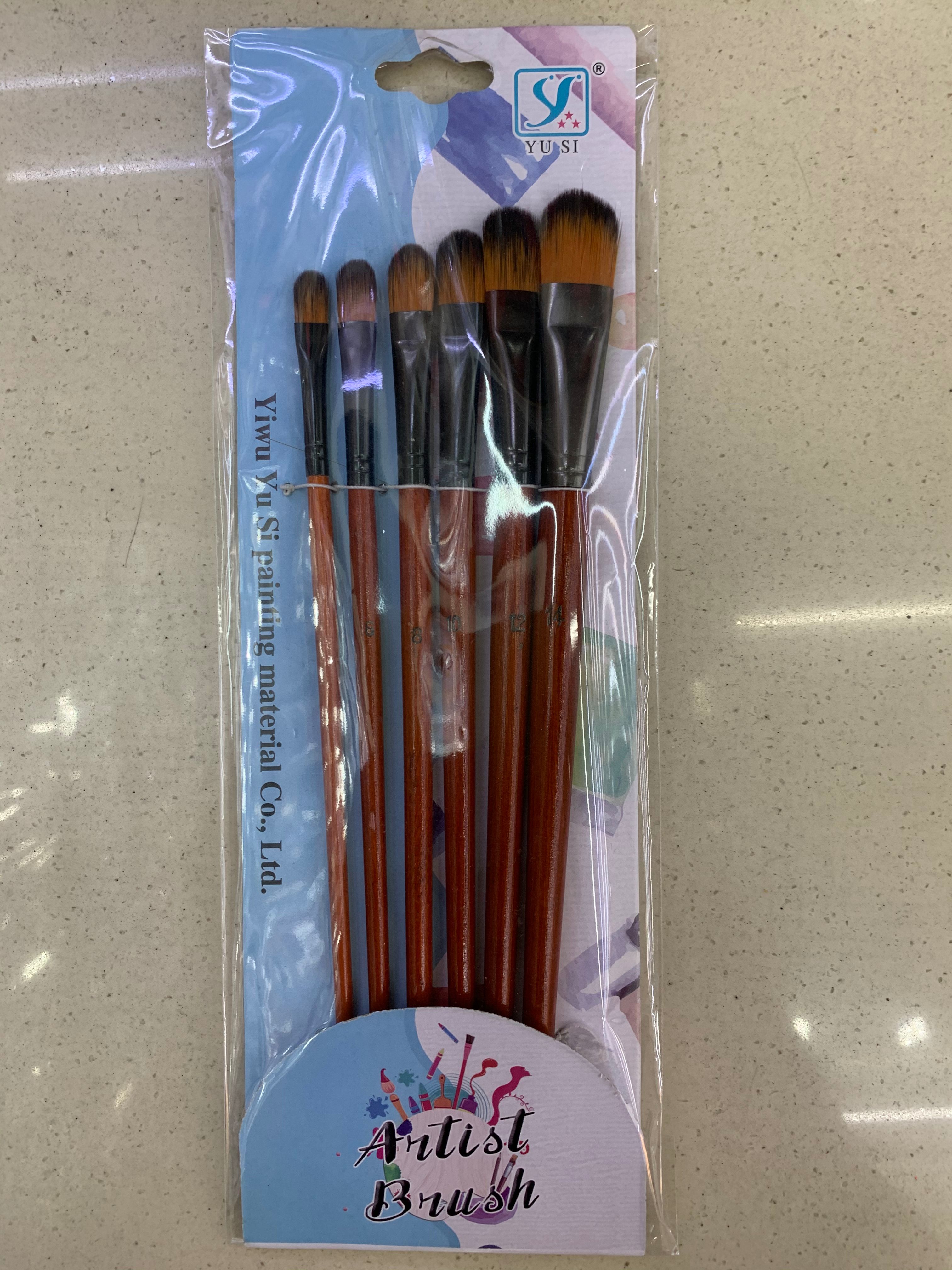 Factory direct 577-6 vermilion black aluminum tube two-color nylon nail circle shape oil painting brush thumbnail