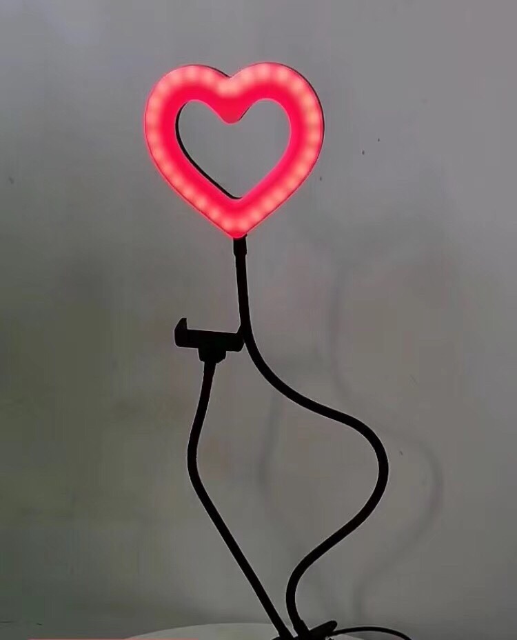 新款6寸16cm桃心形RGB夹子灯 二合一爱心炫彩直播灯产品图