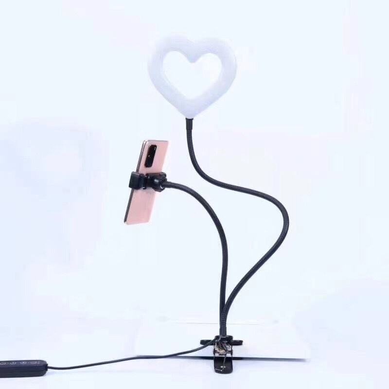 新款6寸16cm桃心形RGB夹子灯 二合一爱心炫彩直播灯详情图7