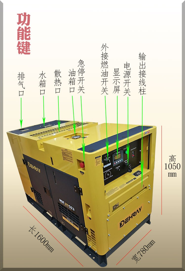 得瑞15KW/KVA超静音柴油发电机380V三相电启动详情图8