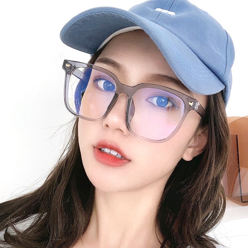 The new square plastic flat glasses frame is blue light-proof and can be paired with trendy Korean-style glasses for myopia Specification image