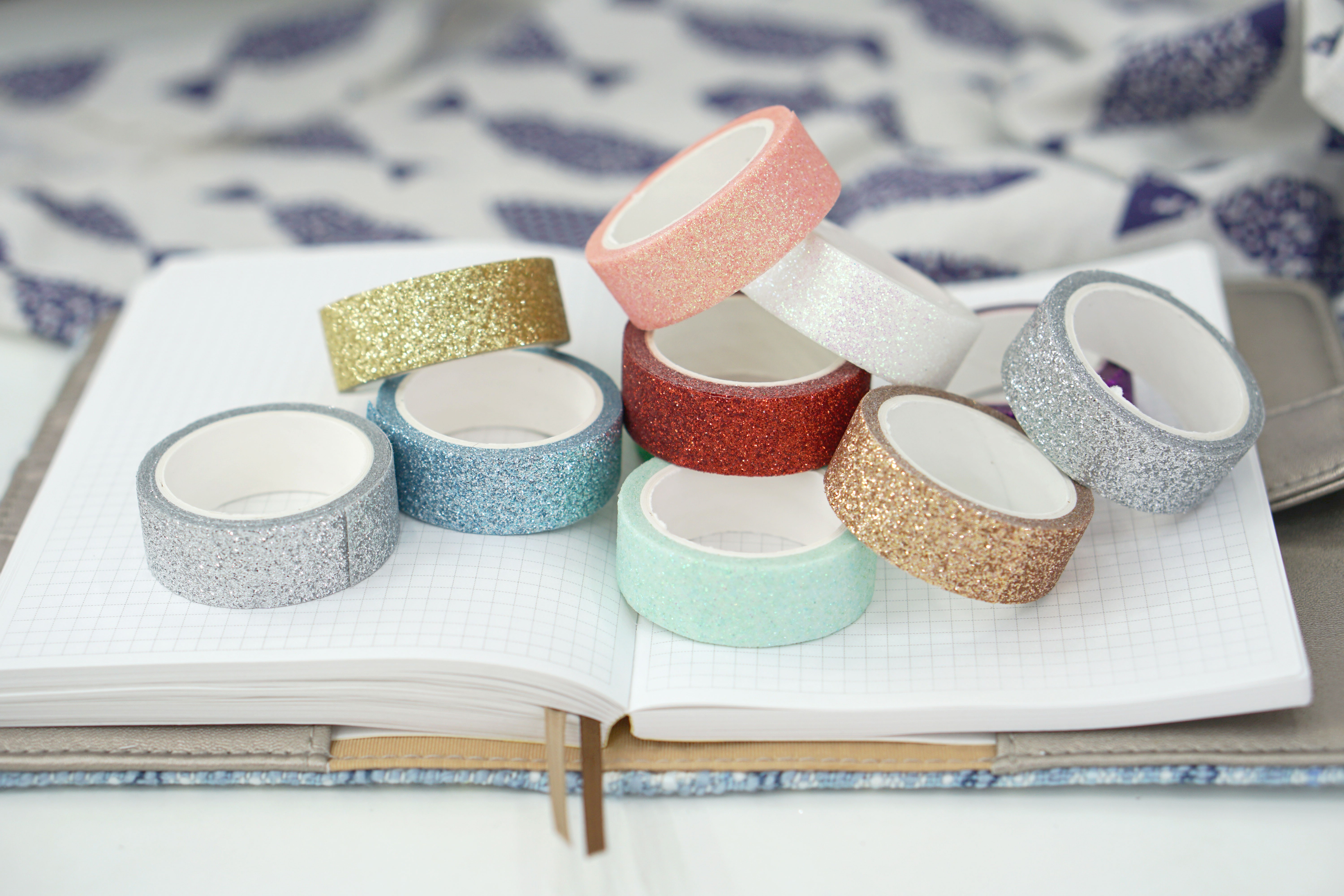 6 pieces of gold powder and paper tape, colored glitter powder sprinkled, gold onion planner decorative tape stickers, can be torn off by hand for DIY detail image 4