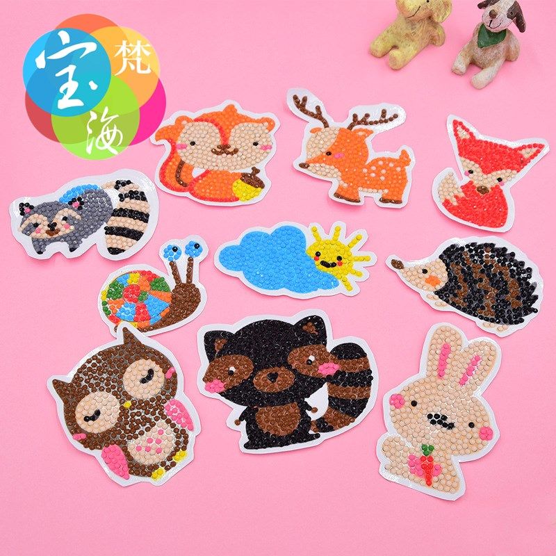 益智儿童玩具DIY钻石画随意贴 手机包包手工点点画 卡通公主贴纸YSZ011