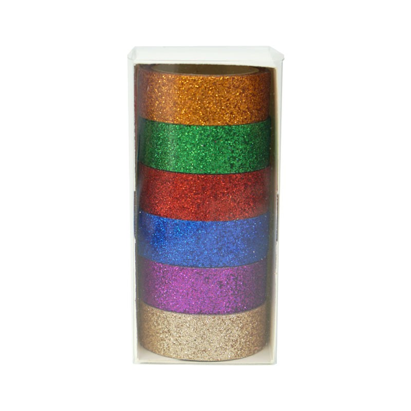 6 pieces of gold powder and paper tape, colored glitter powder sprinkled, gold onion planner decorative tape stickers, can be torn off by hand for DIY detail image 2