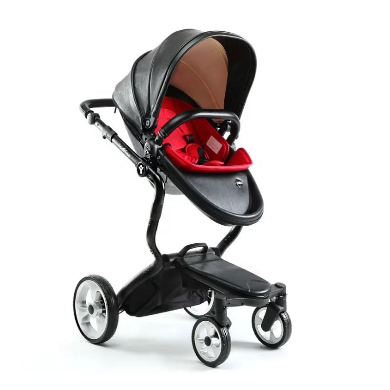 High-view Pu leather baby stroller