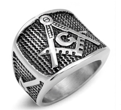 Fashionable rings, popular in Europe and America, Masonic logo retro blackened rings, stainless steel men's and women's rings detail image 4