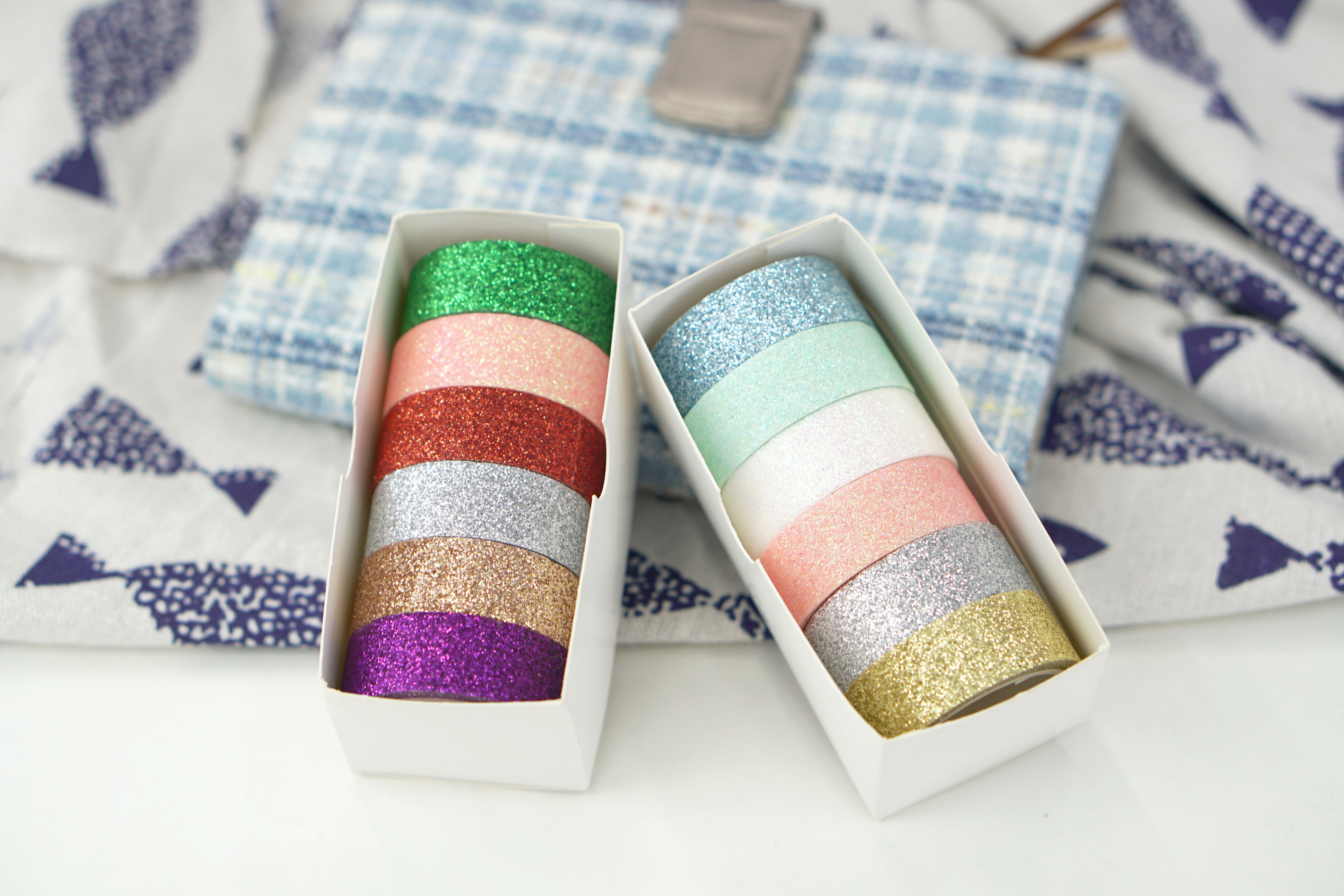 6 pieces of gold powder and paper tape, colored glitter powder sprinkled, gold onion planner decorative tape stickers, can be torn off by hand for DIY detail image 3