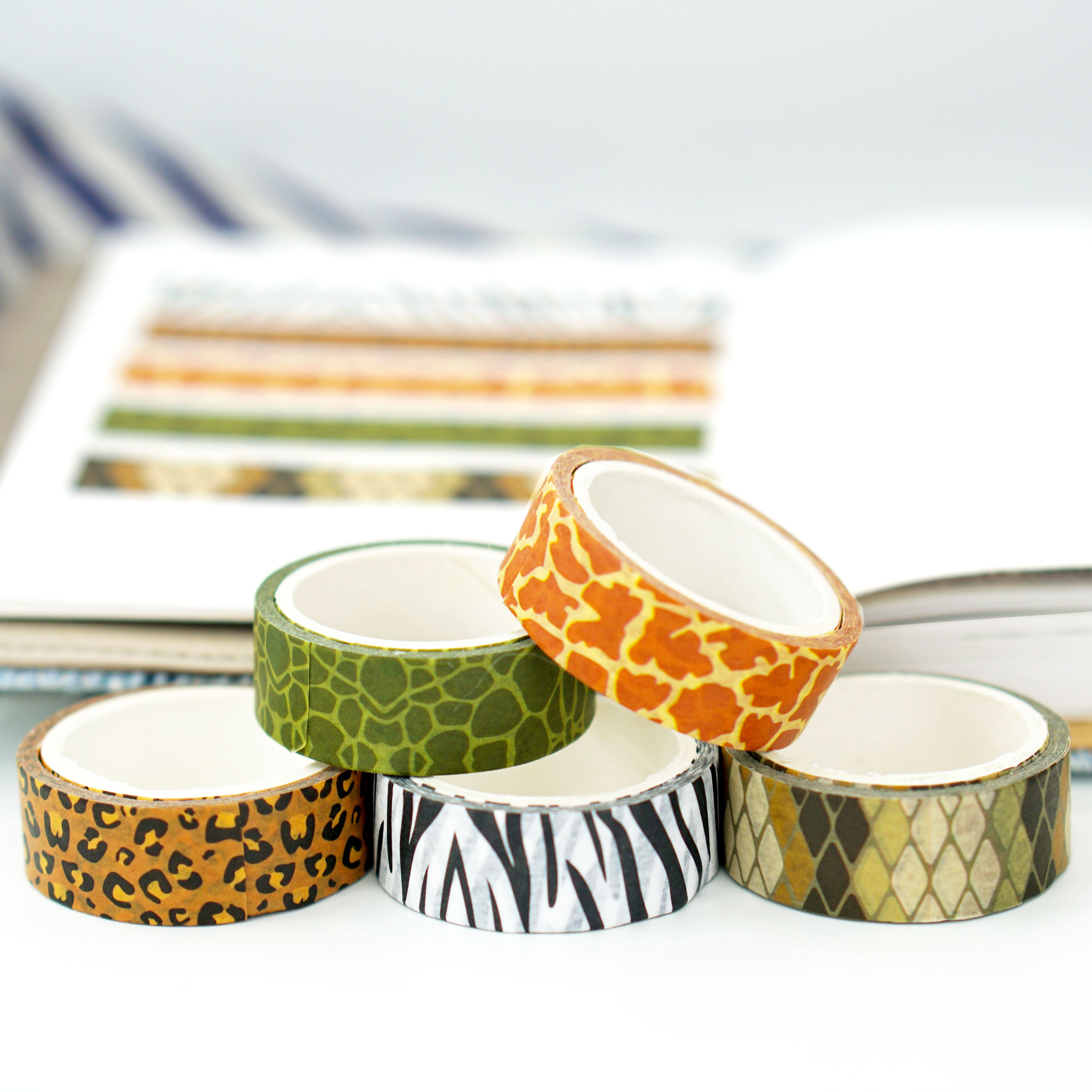 5-roll animal print and paper tape leopard print giraffe planner decorative tape stickers, 5-meter cross-border Amazon detail image 4