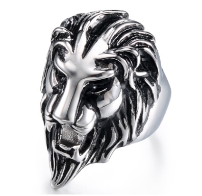 European and American retro lion head ring, exaggerated and powerful lion head stainless steel cast ring, men's stainless steel ring