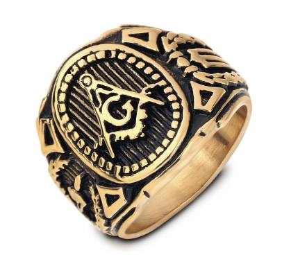 Fashionable rings, popular in Europe and America, Masonic logo retro blackened rings, stainless steel men's and women's rings detail image 2