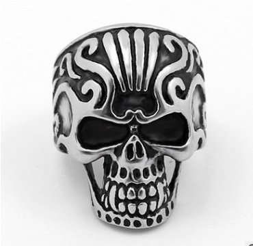 New titanium steel ring, skull head stainless steel cast ring, retro ghost head men's ring details Picture