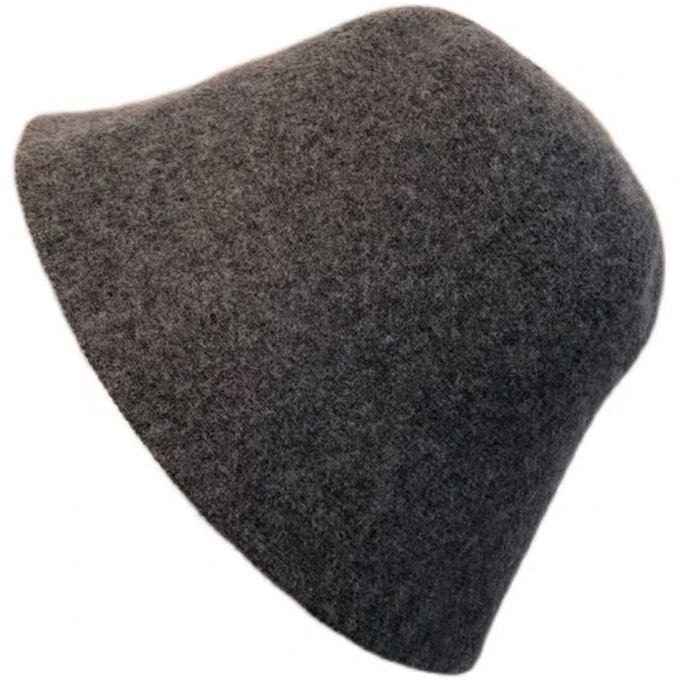 Autumn and winter knitted fisherman hat for women, a new Korean style Internet celebrity, wool and woolen bucket hat, a Japanese style versatile solid color basin hat Item Picture
