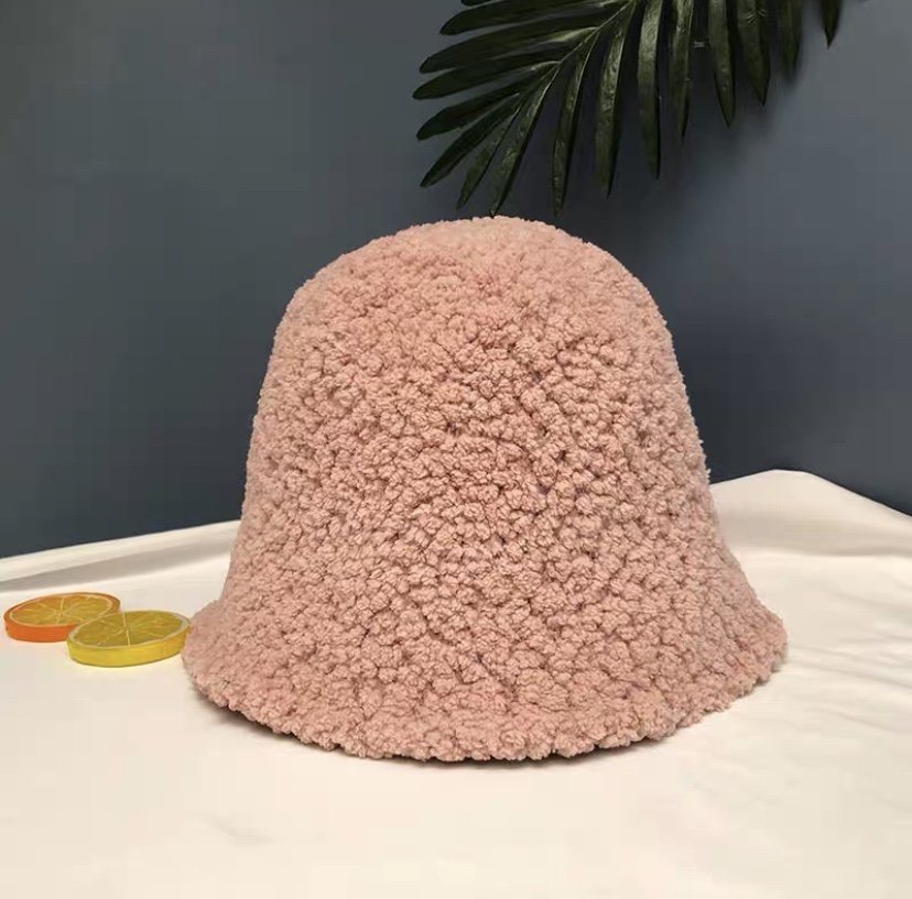 New autumn and winter hats: lambskin fisherman's hat for women, Korean style, trendy and versatile, a popular face show, small plush basin hat, bucket hat Item Picture