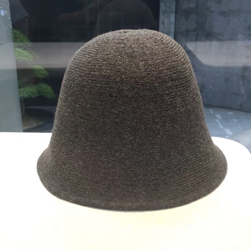 Autumn and winter knitted fisherman hat for women, a new Korean style Internet celebrity, wool and woolen bucket hat, a Japanese style versatile solid color basin hat undefined