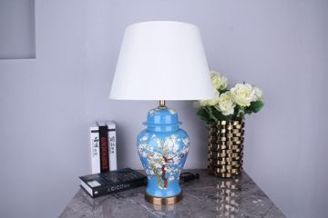 北欧轻奢美式陶瓷台灯卧室床头灯温馨创意简约现代家用客厅MK187图