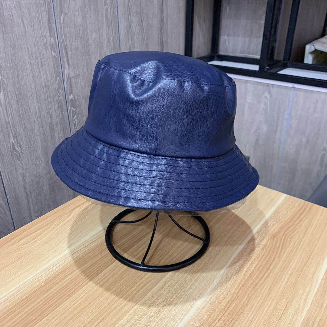 Faux leather fisherman's hat, PU leather basin hat, autumn and winter hat, a trendy brand that shows off your face, childhood fashion, cold style fisherman's hat, versatile hat Specification image