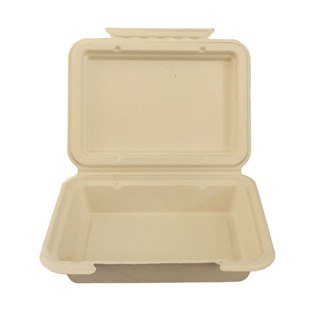 9x6寸可降解快餐盒一次性环保餐盒可降解甘蔗浆餐盒打包外卖餐盒