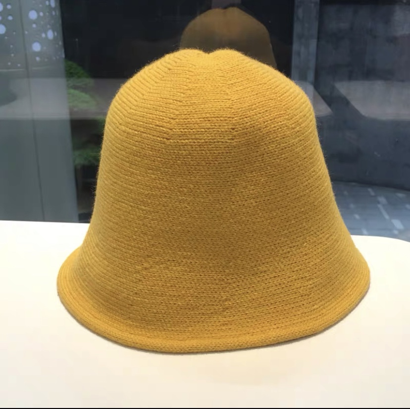 Autumn and winter knitted fisherman hat for women, a new Korean style Internet celebrity, wool and woolen bucket hat, a Japanese style versatile solid color basin hat undefined
