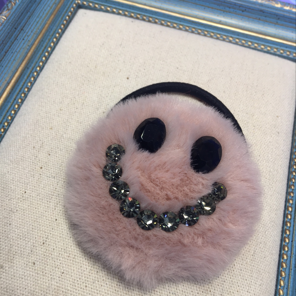 925韩版带钻笑脸皮筋