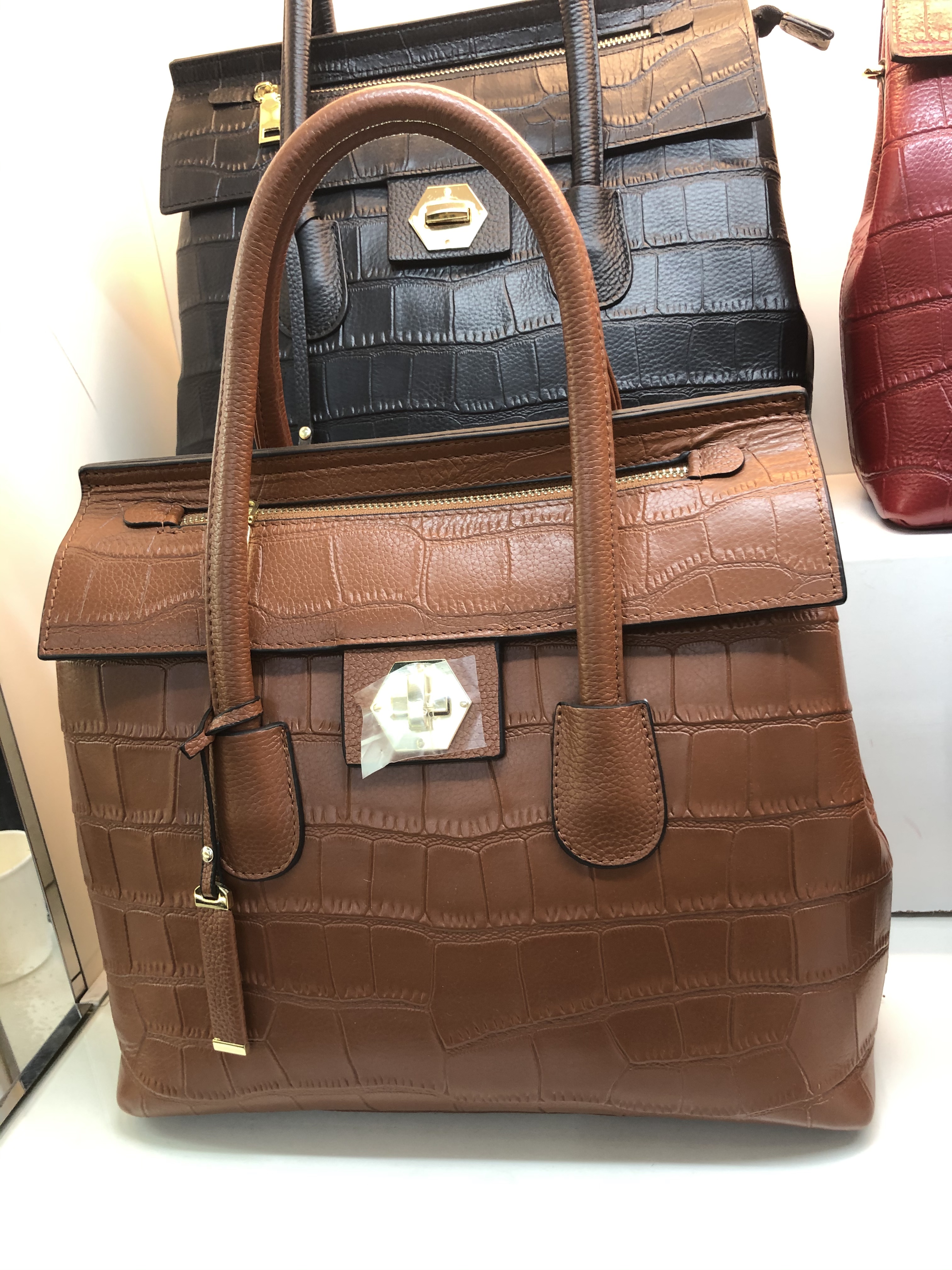 Dark Green Leather Handbag Item Picture