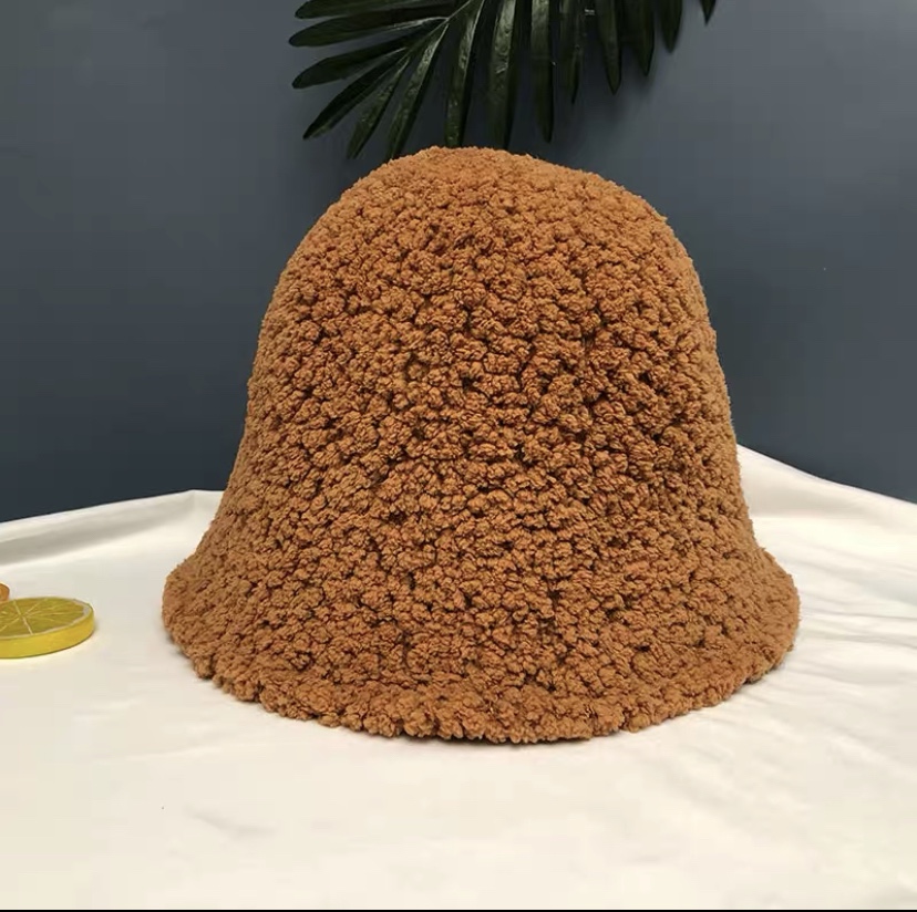 New autumn and winter hats: lambskin fisherman's hat for women, Korean style, trendy and versatile, a popular face show, small plush basin hat, bucket hat Specification image