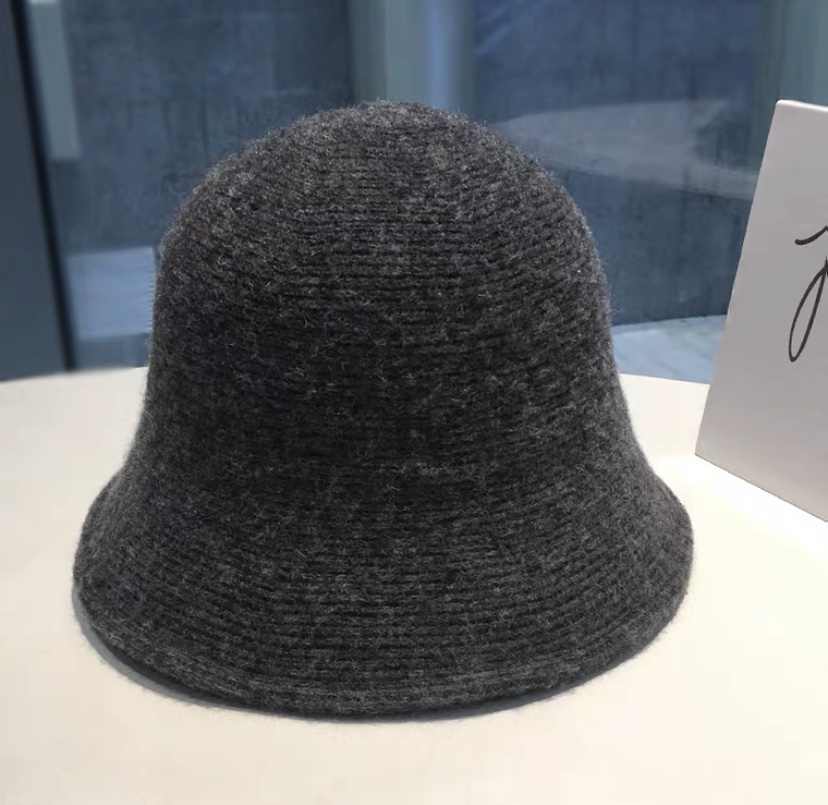 Woolen hat for women, Korean solid color, versatile knitted woolen fisherman's hat, thickened and warm for autumn and winter, ins trendy basin hat details Picture