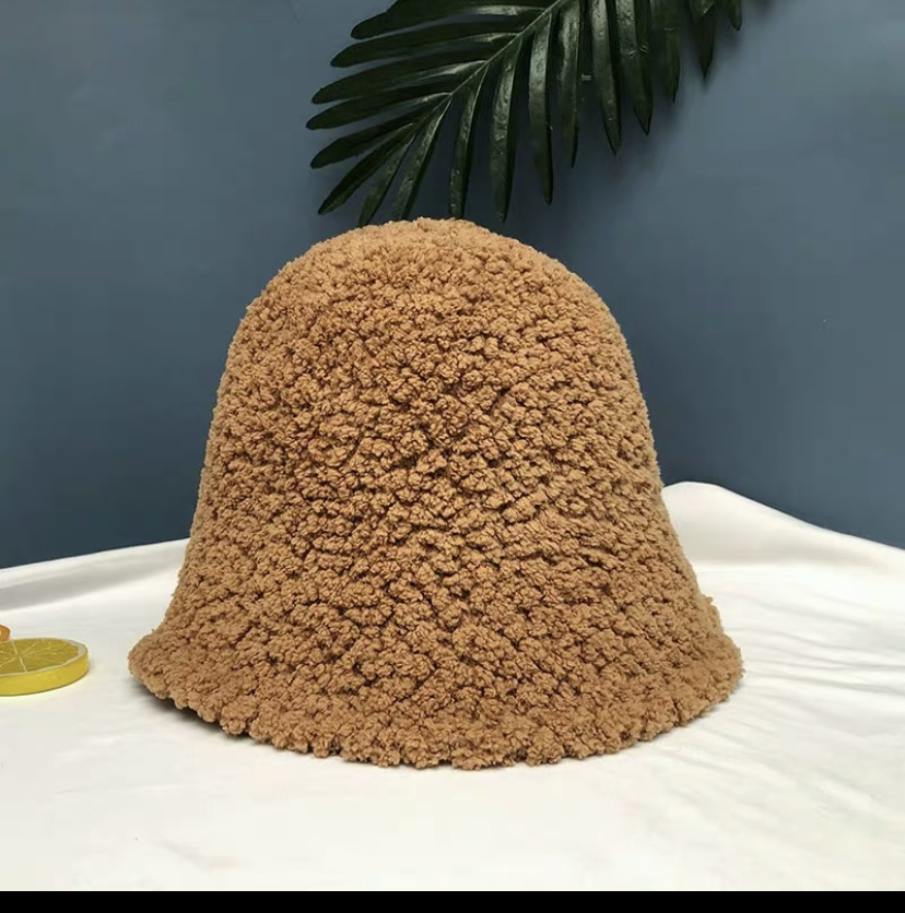 New autumn and winter hats: lambskin fisherman's hat for women, Korean style, trendy and versatile, a popular face show, small plush basin hat, bucket hat Application Scenario