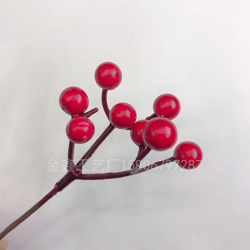 Three-pry nine-head Christmas red fruit simulation pomegranate blueberry red bean acacia bean sweet candy box headgear accessories DIY garland wall hanging accessories thumbnail